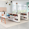 Liyu Modern Workstation Desk Office Furniture Modern Wood Office Desk with Bookshelf