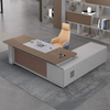 Liyu Cheap executive manager CEO office furniture white modern L shape glass office desk table de bureau