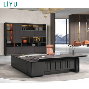 Liyu Modular Custom Luxury Home Office Work Furniture LED Light Computer Desk Office Desk with Lamp
