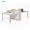 Liyu Open Office Furniture Workstation Double Desk Table Partition With Side Cabinets