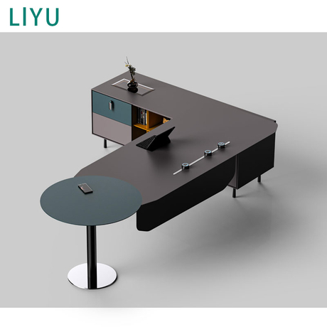 Liyu High Quality Luxury Direct Deal Commercial Furniture Modern Desk Desktops Boss Table Manager Supervisor Adjustable Desks