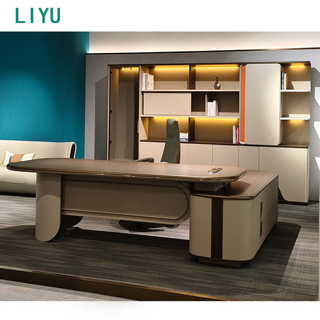Liyu Modern Large Class Office Desk Chair Combination Simple Wooden Modular Computer Desk Boss Manager General Manager Desk