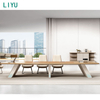 Liyu Modern Style Wooden Office Furniture Meeting Desk and Conference Table with 8 Chairs Panel Wood Style