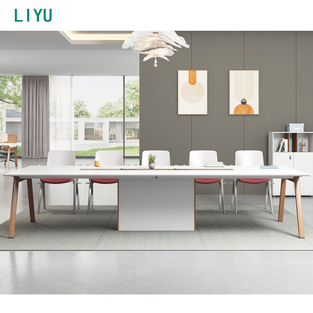 Liyu Modern Office Furniture Extendable Melamine Meeting Table for 10 Persons for Home Office Hospital Supermarket Use