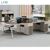 Liyu Modern 4-Person Cubicle Office Computer Desk Modular Wooden Partition Workstation with Iron for Home Use