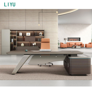 Liyu Modern Luxury President's Desk Combination Light Advanced Sensory Boss Chair Painted Furniture Wood MDF Simple Office Table