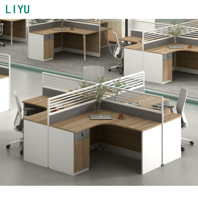 Liyu Customization Computer Desk Commercial Office Furniture Aluminum Screen Partition Cubicle Table Workstation