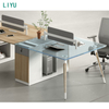 Liyu Modern Wood Office Staff Desk Furniture Office Table 6 Persons Partition Office Workstation