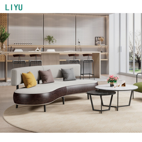 Liyu Meubles De Bureau Modern New Curved Sofa Waiting Office Reception Sofa Lobby Office Sofa Set Furniture