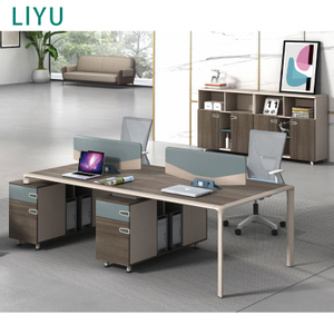 Liyu Simple Modern Office Desk 6 Workstations Reception Adjustable L Shape Booth for 4 Table Employee Office Partition