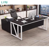 Liyu Modern L-Shaped Executive Office Furniture Commercial Wood Boss Desk Foldable MDF Steel Computer Desk Home School Boss Desk