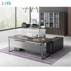 Liyu Modern L-Shaped Executive Manager CEO Desk Contemporary Wooden Office Furniture Convertible & Extendable for Home Use
