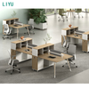 Liyu Modern Wood Office Staff Desk Furniture Office Table 6 Persons Partition Office Workstation