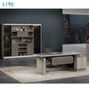 Liyu High Quality Designer Office Furniture Luxury Mdf Office Desk Boss CEO Executive Office Table With Veneer And PU Leather