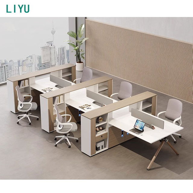 Liyu Modern Modular Office Cubicle Open Work Station Desk with Partition for Staff Modern Office Furniture Table