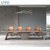 Liyu Hot Sale Durable Modern Office Furniture 6-10 Person Brown Wooden Top I-Shaped Leg Conference Desk Designer Meeting Tables