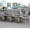 Liyu Simple Modern Office Desk 6 Workstations Reception Adjustable L Shape Booth for 4 Table Employee Office Partition