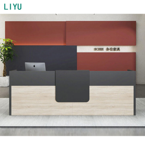 Liyu Wood Furniture Modern Design Work Desk Custom Luxury Reception Desk Office Furniture Splicing Contemporary Panel 1 Set