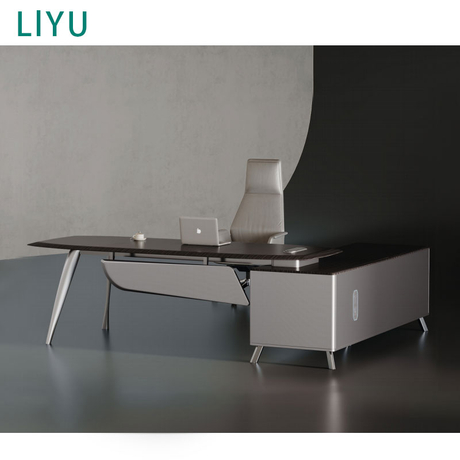 Liyu High Quality Modern L-Shape Director Office Table Executive Wood Desk for Boss Stylish Computer Desk for Office Use