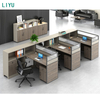 Liyu Office Furniture Workstation Design Standard Size4 Person Office Desks Cubicle Staff Table Office Partition