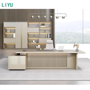 Liyu Wholesale Table Executive Wood White Furniture Manager Luxury Set Office Desk