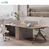 Liyu Wholesale Modern Office Furniture Industrial Simple 2/4 Seat Modular Workstation with Table Screen Computer Desk