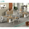 Liyu Modern Wood Office Staff Desk Furniture Office Table 6 Persons Partition Office Workstation