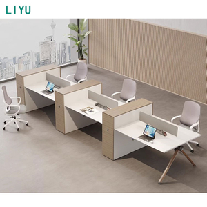 Liyu Customized Office Partition Workstation L Shape Office Cubicle Modern Modular 3 4 5 Person Office Workstation Table