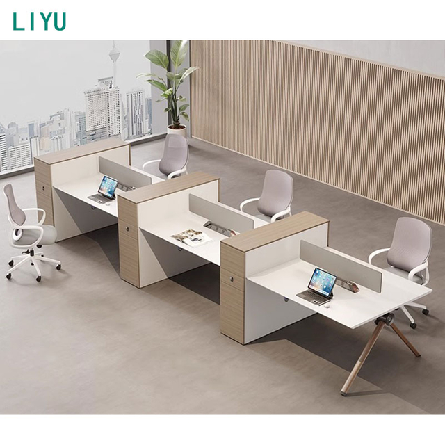 Liyu Customized Office Partition Workstation L Shape Office Cubicle Modern Modular 3 4 5 Person Office Workstation Table