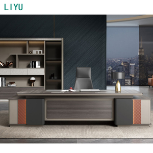Liyu Luxurious L-Shaped Executive Desk Thickened Tabletop Drawer Storage Wire Routing Box Combination Lock Front Office Table