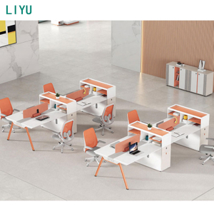 Liyu Furniture 2 Person Office Cubicle Wooden Workstation Modern Desk Partition