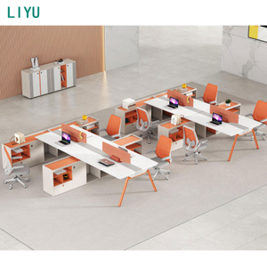 Liyu Furniture Face To Face Wooden Frame Modular Cubicles Workstation Office Table with Divider