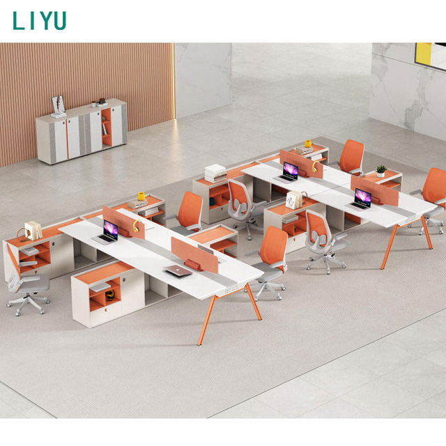 Liyu Furniture Face To Face Wooden Frame Modular Cubicles Workstation Office Table with Divider