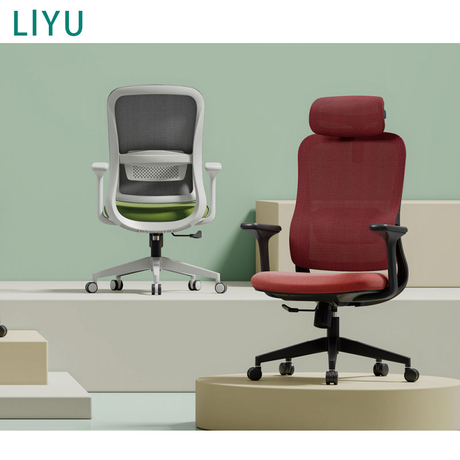 Liyu Swivel Black Mesh Back Ergonomic Office Chair High Back with Adjustable Headrest for Staff And CEO Work Chair Sillas De Oficina