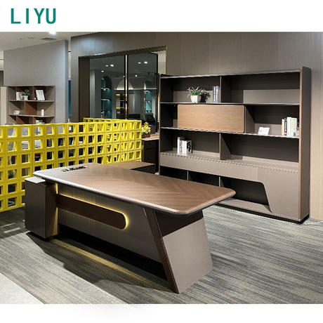 Liyu Light Luxury Boss Desk with Shelf General Manager Large Simple Modern Office Table Work Desk Office Manager Desk