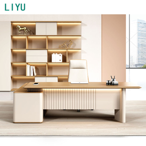 Liyu High End L-shaped Desk with Big Storage Office Furniture Executive Desk for CEO