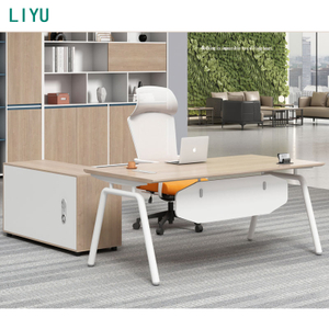 Liyu Cheap High-end Luxury Office Furniture White L-shaped Expandable with Drawers CEO Management Office Executive Desk