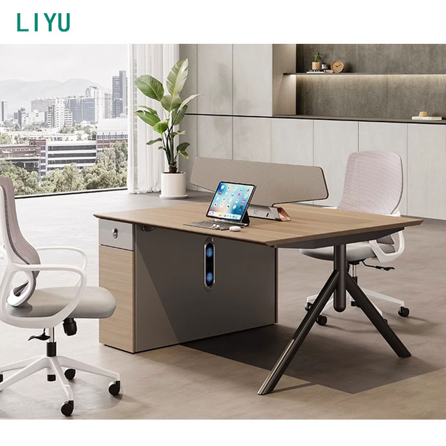 Liyu Wholesale Modern Office Furniture Industrial Simple 2/4 Seat Modular Workstation with Table Screen Computer Desk
