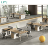 Liyu Modern Wood Office Staff Desk Furniture Office Table 6 Persons Partition Office Workstation