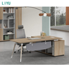 Liyu Luxury Melamine L Shape Desk And Chair File Cabinet Boss Executive Manager CEO Office Desk Boss Office Table