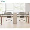 Liyu Open Office Furniture Workstation Double Desk Table Partition With Side Cabinets