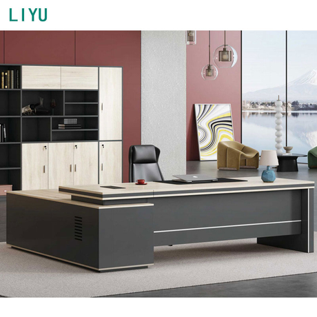 Liyu Modern Italian Business Style Solid Wood Office Furniture Functional High-end Luxury Boss Desk Office Table CEO Desk