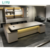 Liyu Luxury Modern Modular L-Shaped Executive Officer Boss Wooden Workstation Desk Office Furniture Table Set for Home Use