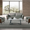 Liyu Modern Wood Grain Leather Couch Office CEO Room Furniture Office Reception PU Leather Sofa