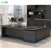 Liyu OEM CEO Office Furniture Desk Workstation Modern Manager Boss L Shape Table Luxury Executive Office Desk with Chair