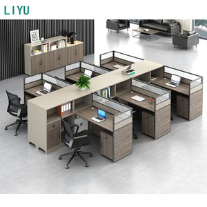 Liyu Office Furniture Workstation Design Standard Size4 Person Office Desks Cubicle Staff Table Office Partition