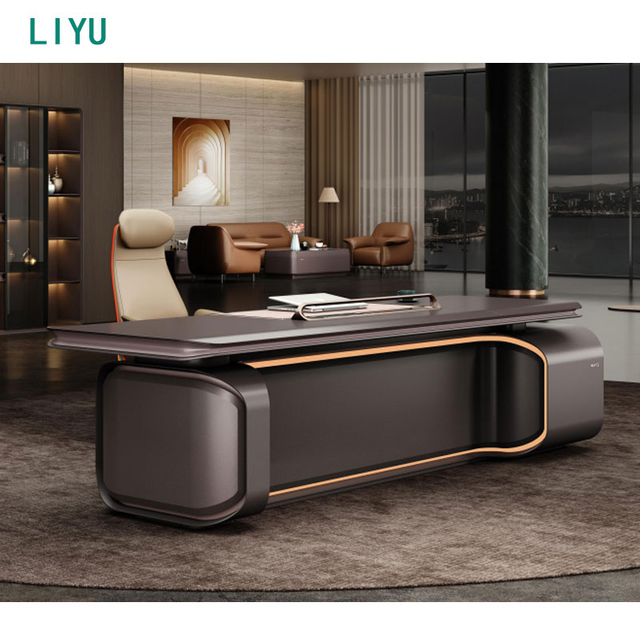 Liyu Luxury Executive Office Desk Modern Design Wooden And Metal for Home Or School Office Furniture