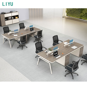 Liyu Modern 4-Person Cubicle Office Computer Desk Modular Wooden Partition Workstation with Iron for Home Use