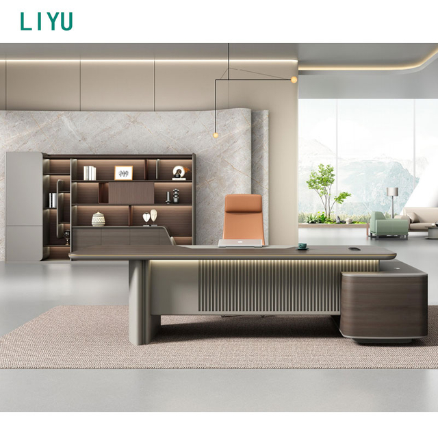 Liyu Boss Office Table And Chair Combination Simple Modern Luxury Chairman's Desk GuangDong Office Furniture factory