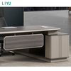 Liyu High Quality Designer Office Furniture Luxury Mdf Office Desk Boss CEO Executive Office Table With Veneer And PU Leather